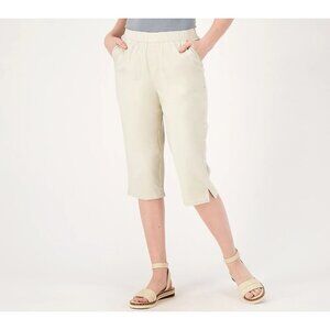 Denim & Co. EasyWear Twill Tall Relaxed Pull-On Skimmer Light Khaki,Tall M